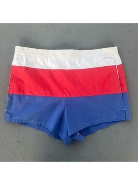 Vintage 70s Men’s USA Red White Blue Short Swim Shorts SMALL